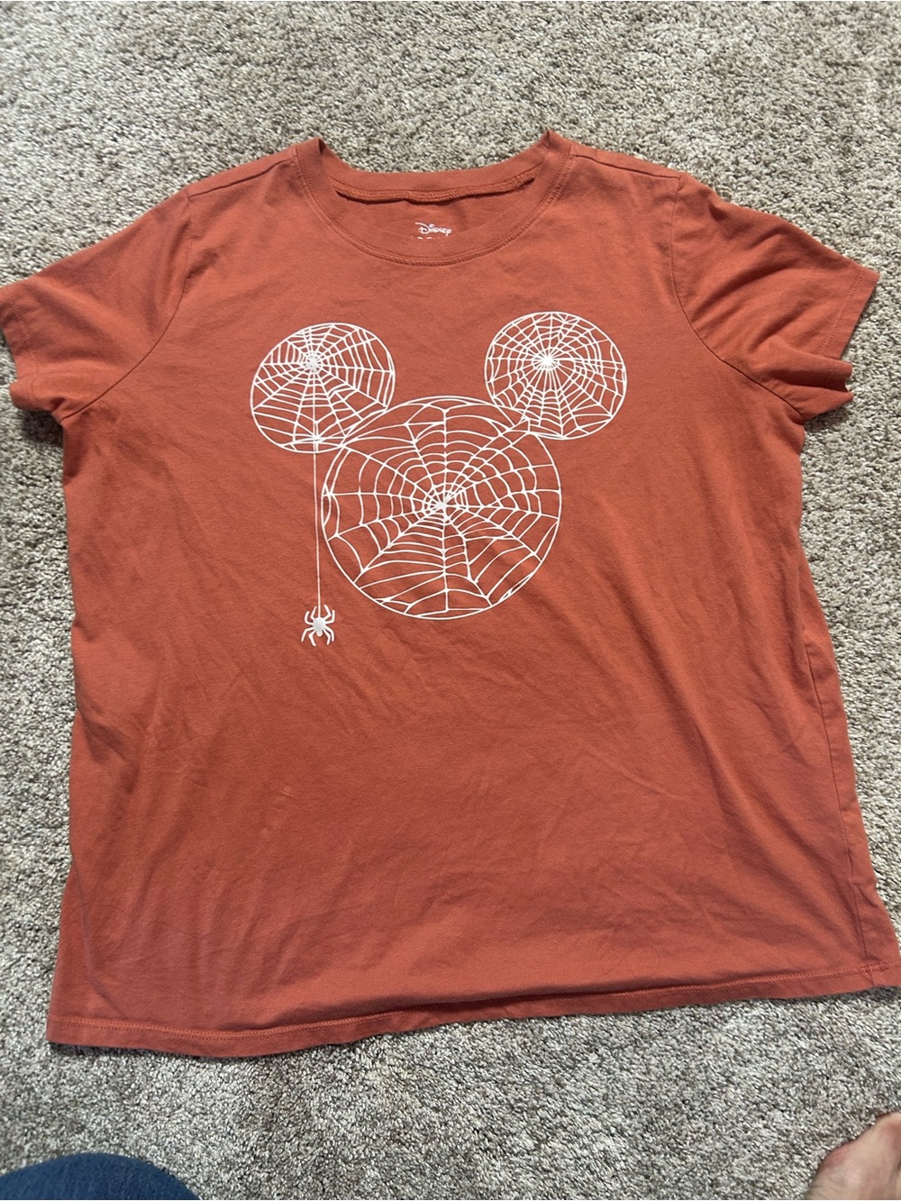Disney Women’s Mickey Mouse Halloween Spider Web Graphic Tee Shirt